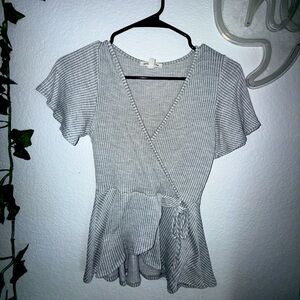 Caution to the Wind Striped Wrap Top – Size S